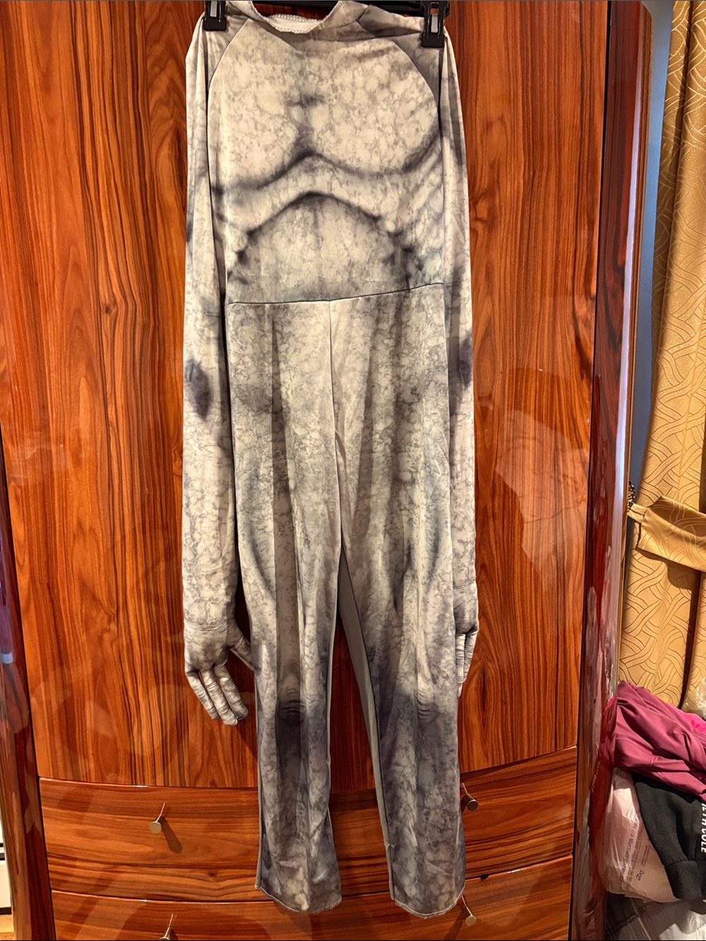 Gray Tie-Dye Jumpsuit with Relaxed Fit